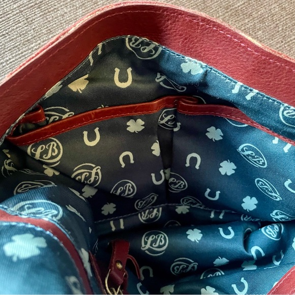 Vintage Lucky Brand Jeans Distressed Leather Flap Shoulder Bag Purse Brown Red - Picture 9 of 11